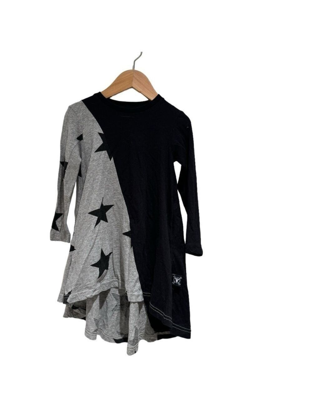 NUNUNU black & grey colourblock stars 360 dress - size 2-3